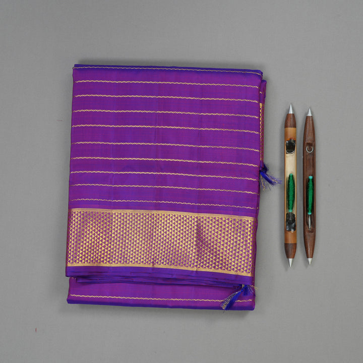 Hayagrivas Handloom Purple Kanjivaram Ten Yards Silk Saree KBE1255I9-1