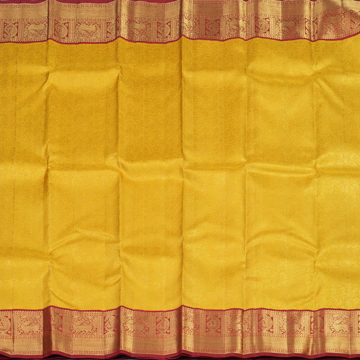Hayagrivas Handloom Yellow Bridal Kanjivaram Silk Saree with Red border KBE1256I4-1