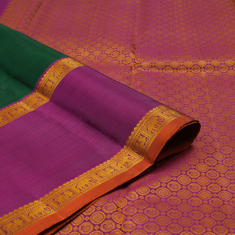 Hayagrivas Handloom Thread Work Silk Saree in Bottle Green KBE1259I1-1