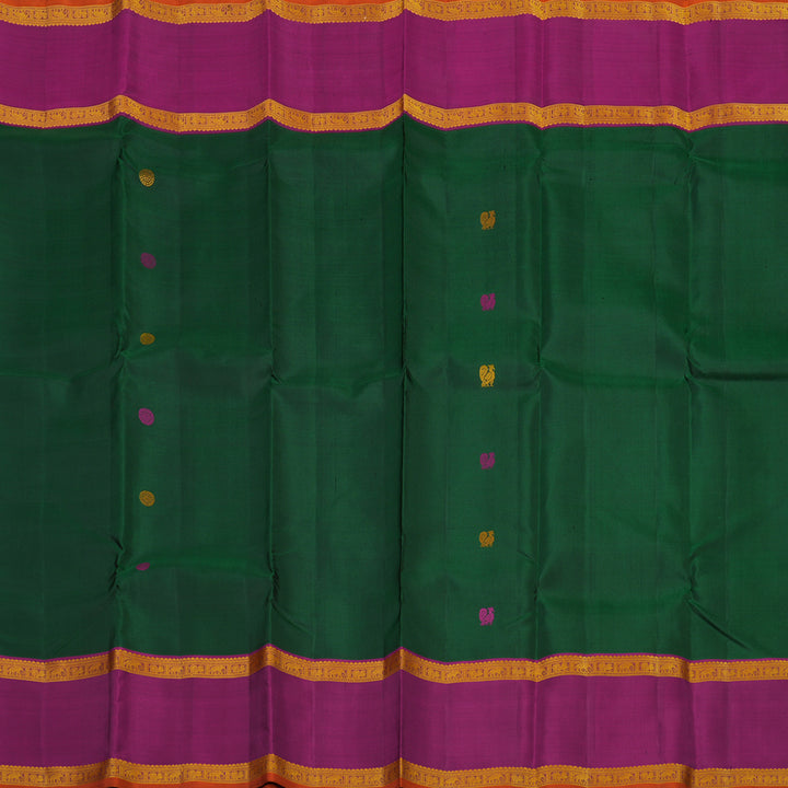 Hayagrivas Handloom Thread Work Silk Saree in Bottle Green KBE1259I1-1