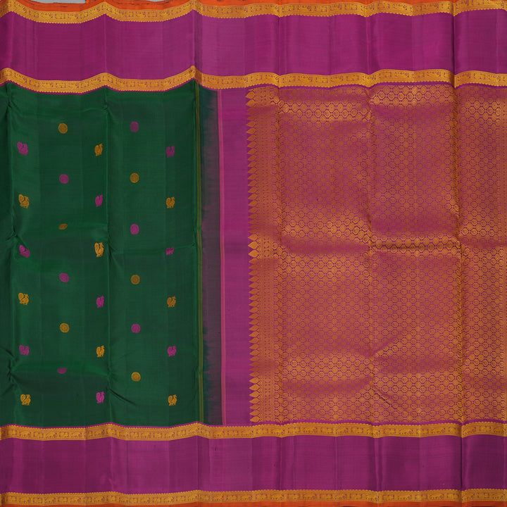 Hayagrivas Handloom Thread Work Silk Saree in Bottle Green KBE1259I1-1
