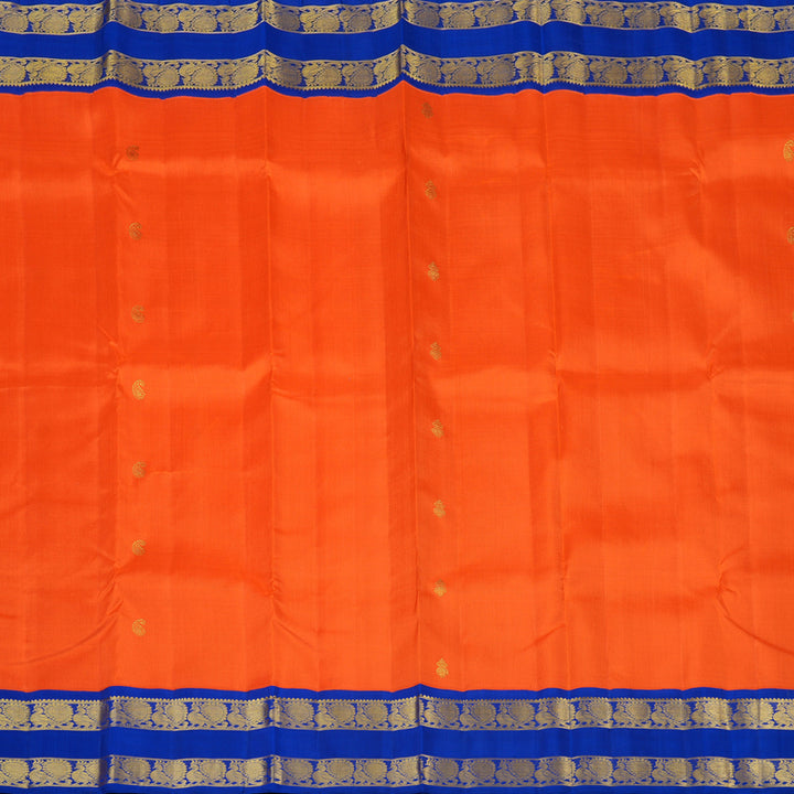 Hayagrivas Orange Handloom Kanjivaram Silk Saree with Blue Border KBE125D2-4