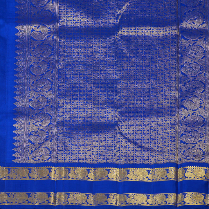 Hayagrivas Orange Handloom Kanjivaram Silk Saree with Blue Border KBE125D2-4