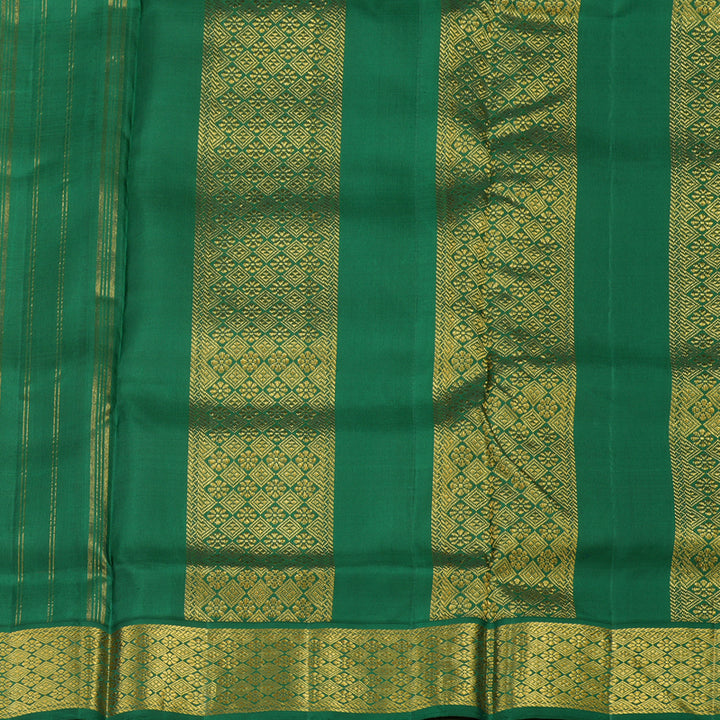 Hayagrivas Handloom Orange Kanjivaram Ten Yards Silk Saree with Dark Green Border KBE1260I1-1