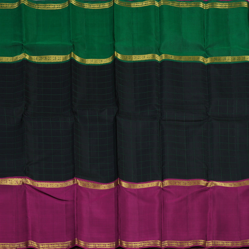 Hayagrivas Handloom Black Kanjivaram Silk Saree with Ganga Jamuna Border KBE1263I1-1
