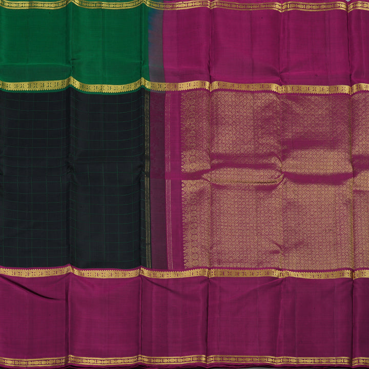 Hayagrivas Handloom Black Kanjivaram Silk Saree with Ganga Jamuna Border KBE1263I1-1
