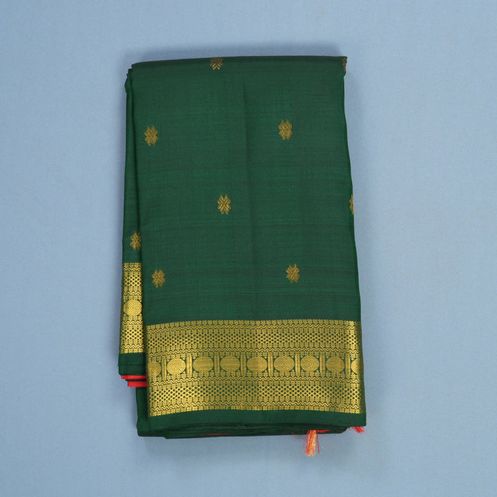 Hayagrivas Handloom Bottle Green Kanjivaram Silk Saree KBE1265I1-3