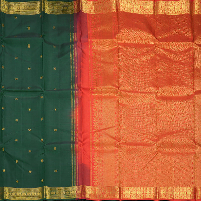 Hayagrivas Handloom Bottle Green Kanjivaram Silk Saree KBE1265I1-3