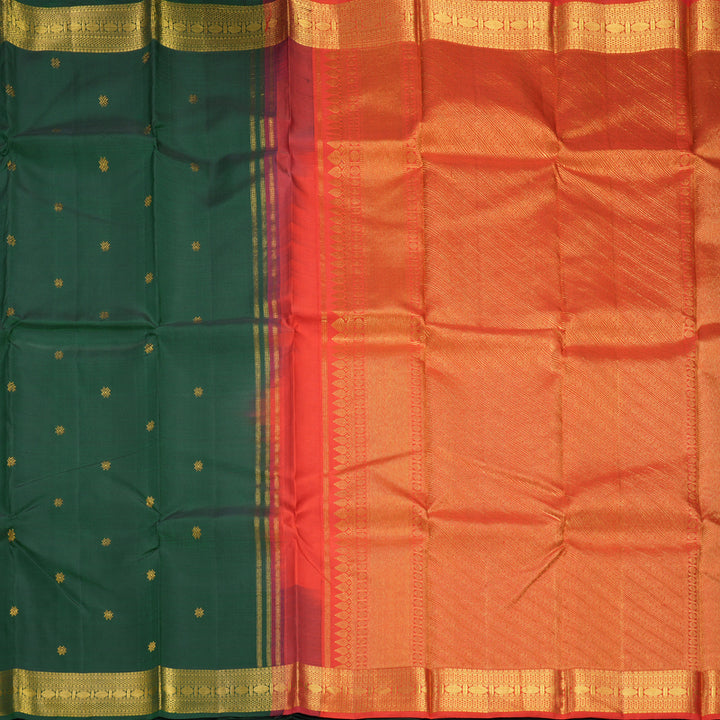 Hayagrivas Handloom Bottle Green Kanjivaram Silk Saree KBE1265I1-3