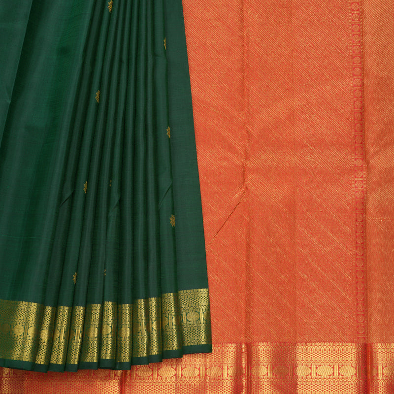 Hayagrivas Handloom Bottle Green Kanjivaram Silk Saree KBE1265I1-3