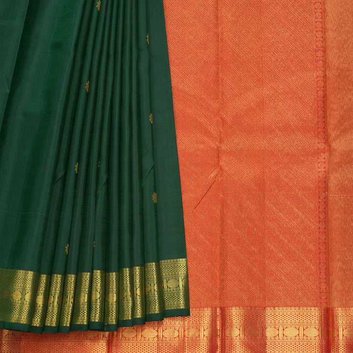 Hayagrivas Handloom Bottle Green Kanjivaram Silk Saree KBE1265I1-3