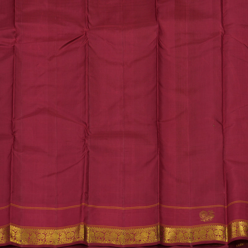 Hayagrivas Handloom Fluorescent Green Kanjivaram Silk Saree with Maroon Border KBE1265I3-1