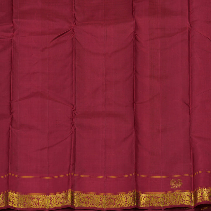 Hayagrivas Handloom Fluorescent Green Kanjivaram Silk Saree with Maroon Border KBE1265I3-1