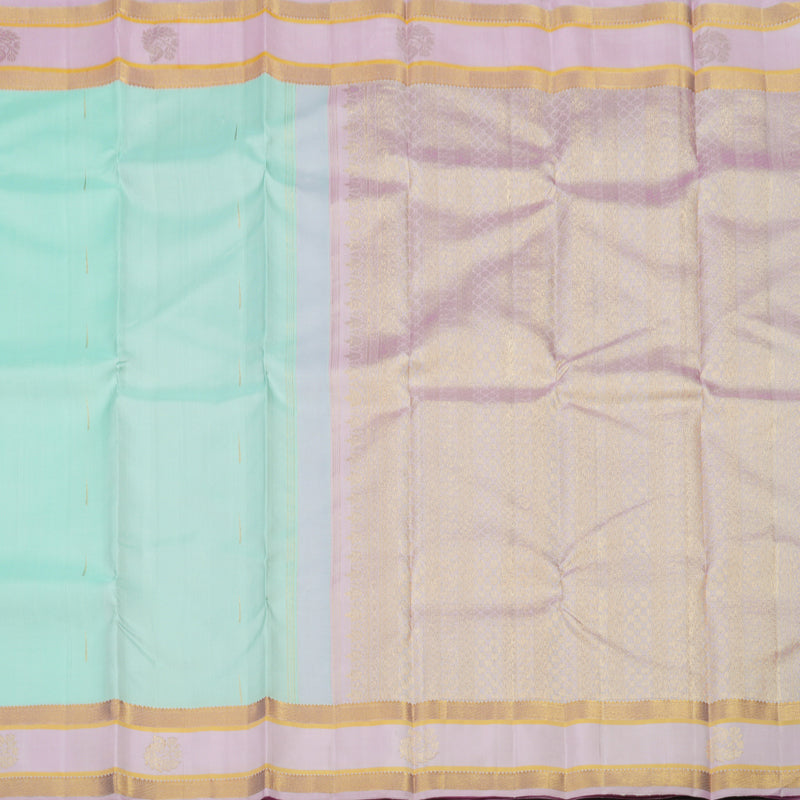 Hayagrivas Handloom Teal Kanjivaram Silk Saree with Rose Pink Border KBE1268I3-1