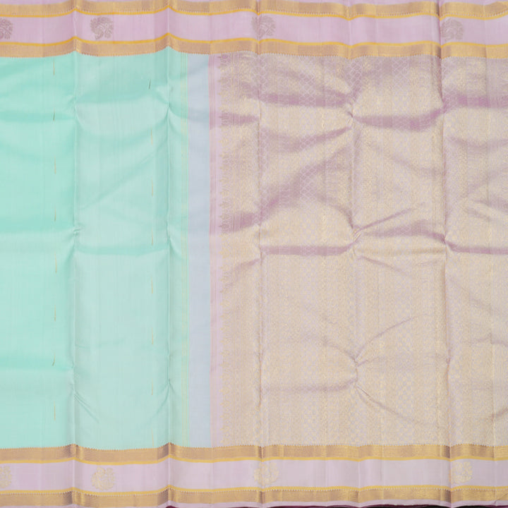 Hayagrivas Handloom Teal Kanjivaram Silk Saree with Rose Pink Border KBE1268I3-1