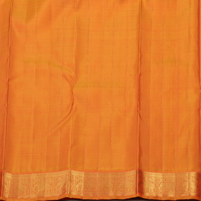 Hayagrivas Handloom Violet Kanjivaram Silk Saree with Golden Orange Border KBE1269I2-1