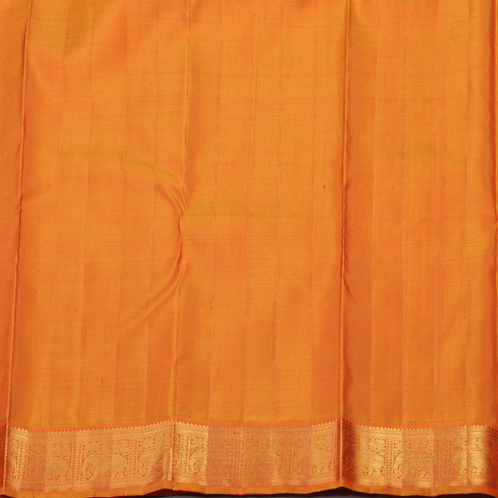 Hayagrivas Handloom Violet Kanjivaram Silk Saree with Golden Orange Border KBE1269I2-1