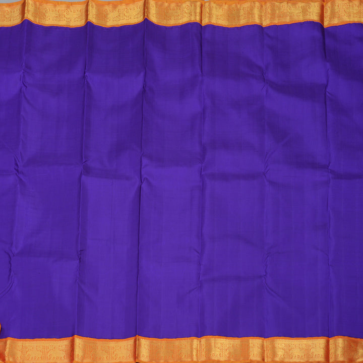 Hayagrivas Handloom Violet Kanjivaram Silk Saree with Golden Orange Border KBE1269I2-1