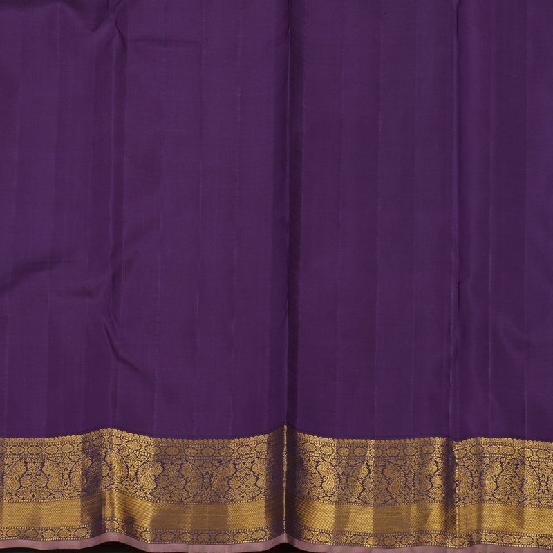 Hayagrivas Handloom Yellow Kanjivaram Silk Saree with Violet Border KBE1270I1-1
