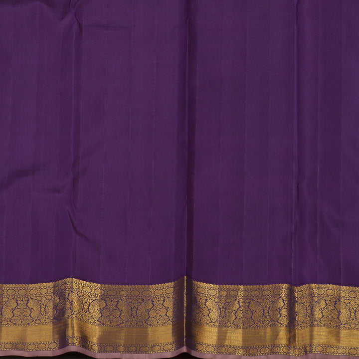 Hayagrivas Handloom Yellow Kanjivaram Silk Saree with Violet Border KBE1270I1-1