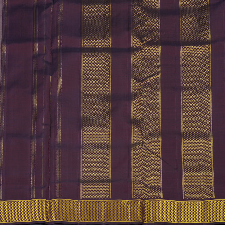 Hayagrivas Baby Pink Handloom Kanjivaram Ten Yards Silk Saree with Plum Purple Border KBE127D1-1