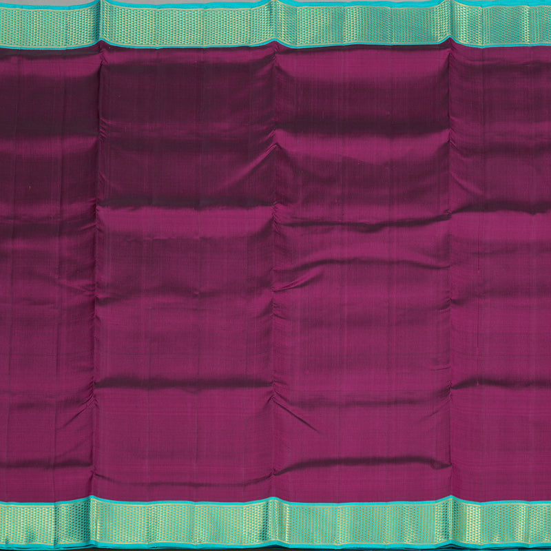 Hayagrivas Purple Handloom Kanjivaram Ten Yards Silk Saree with Sea Blue Border KBE127D1-2