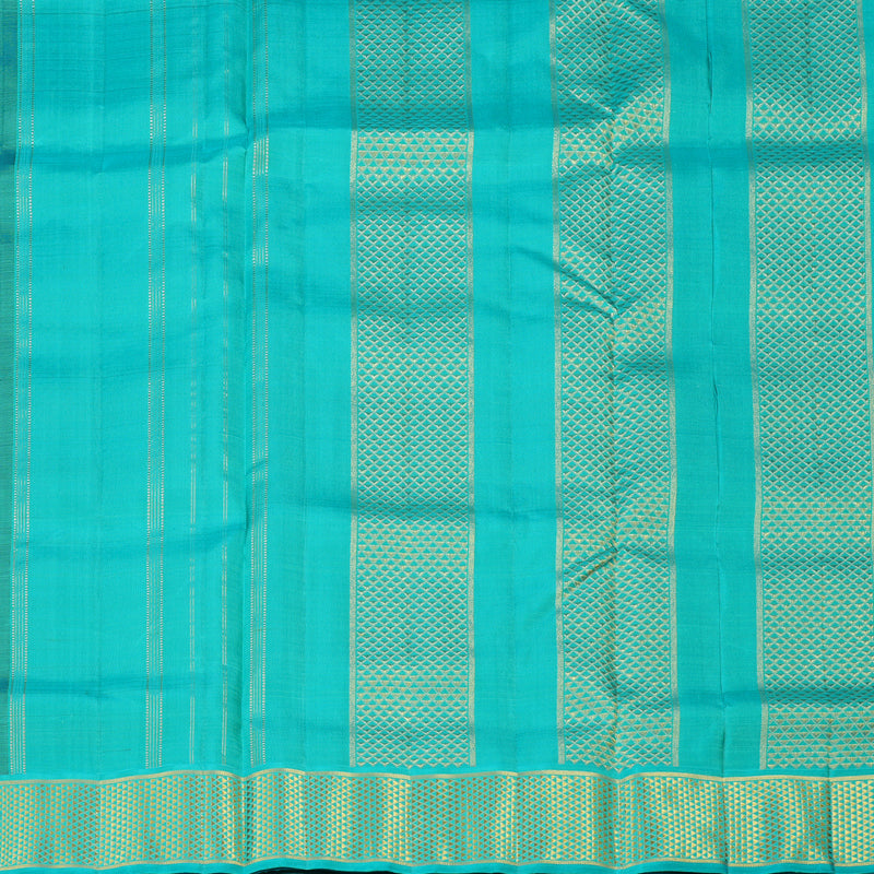 Hayagrivas Purple Handloom Kanjivaram Ten Yards Silk Saree with Sea Blue Border KBE127D1-2