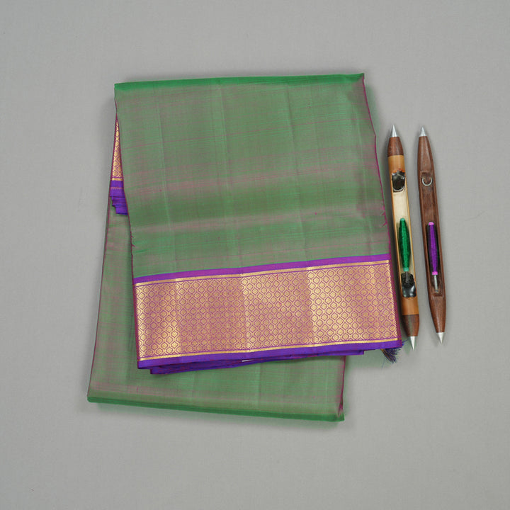 Hayagrivas Mandhalir Handloom Kanjivaram Ten Yards Silk Saree with Purple Border KBE127D3-2