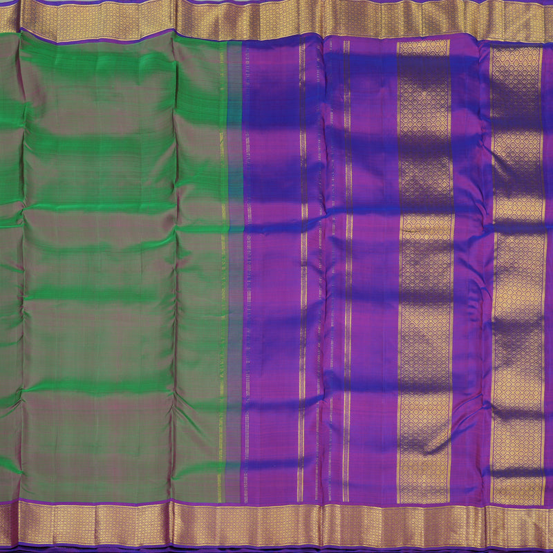 Hayagrivas Mandhalir Handloom Kanjivaram Ten Yards Silk Saree with Purple Border KBE127D3-2