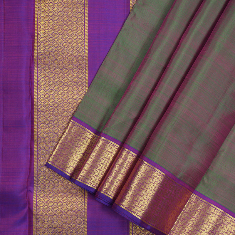 Hayagrivas Mandhalir Handloom Kanjivaram Ten Yards Silk Saree with Purple Border KBE127D3-2