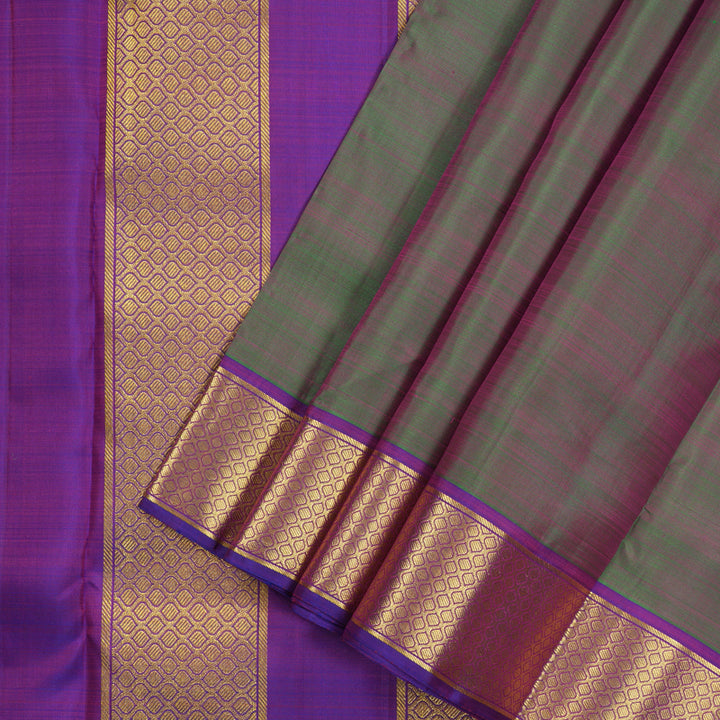 Hayagrivas Mandhalir Handloom Kanjivaram Ten Yards Silk Saree with Purple Border KBE127D3-2