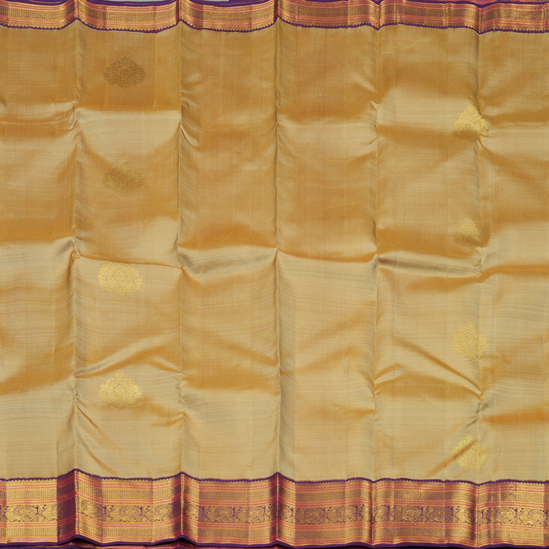 Hayagrivas Sandal Handloom Kanjivaram Silk Saree with Purple Border KBE127D5-1