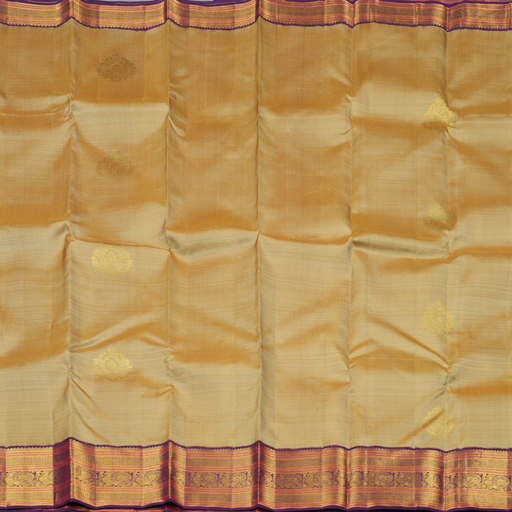 Hayagrivas Sandal Handloom Kanjivaram Silk Saree with Purple Border KBE127D5-1