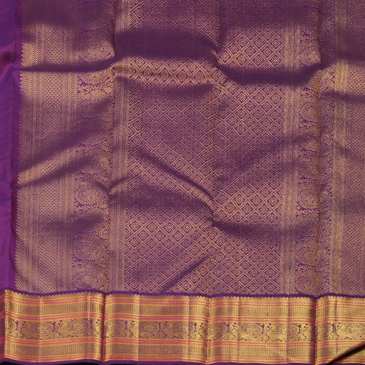 Hayagrivas Sandal Handloom Kanjivaram Silk Saree with Purple Border KBE127D5-1