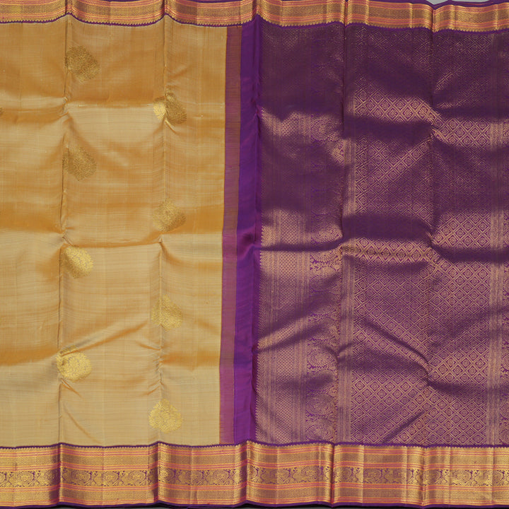 Hayagrivas Sandal Handloom Kanjivaram Silk Saree with Purple Border KBE127D5-1