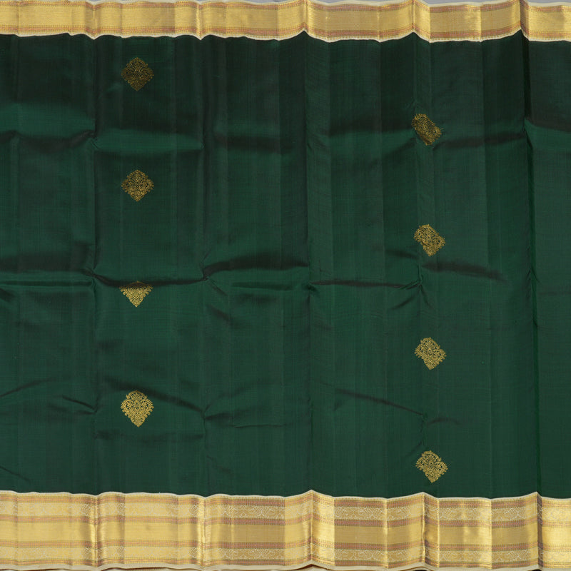 Hayagrivas Handloom Bottle green with half white contrast kanjivaram, silk saree KBE127D5-3