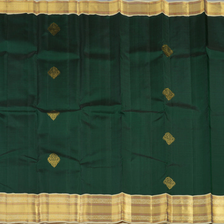 Hayagrivas Handloom Bottle green with half white contrast kanjivaram, silk saree KBE127D5-3