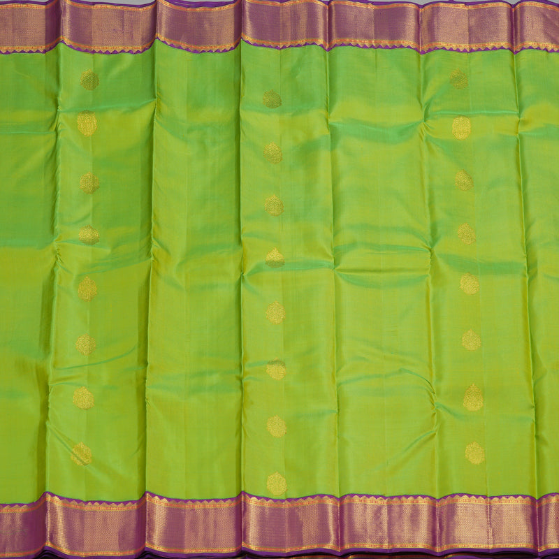 Hayagrivas Handloom Kanjivarm silk saree in Fluorescent green with purple Korvai KBE127D5-4
