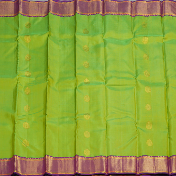 Hayagrivas Handloom Kanjivarm silk saree in Fluorescent green with purple Korvai KBE127D5-4