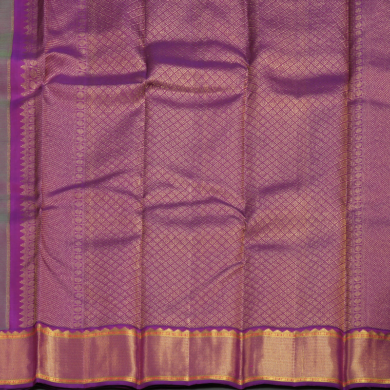 Hayagrivas Handloom Kanjivarm silk saree in Fluorescent green with purple Korvai KBE127D5-4