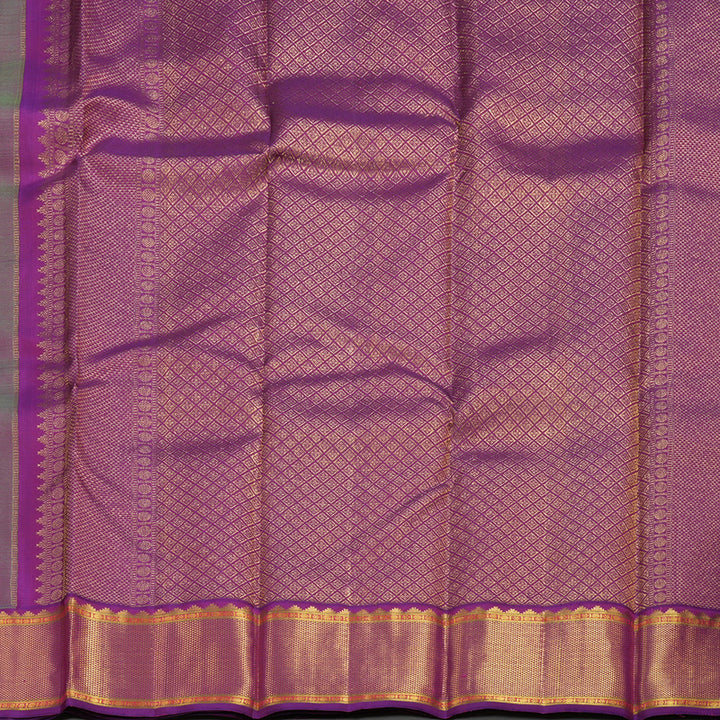 Hayagrivas Handloom Kanjivarm silk saree in Fluorescent green with purple Korvai KBE127D5-4
