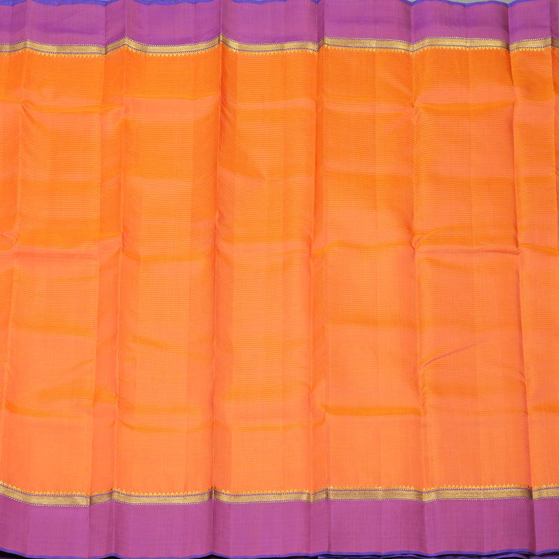 Hayagrivas Handloom Orange Kanjivaram Silk Saree with Purple Border KBE1281I1-10