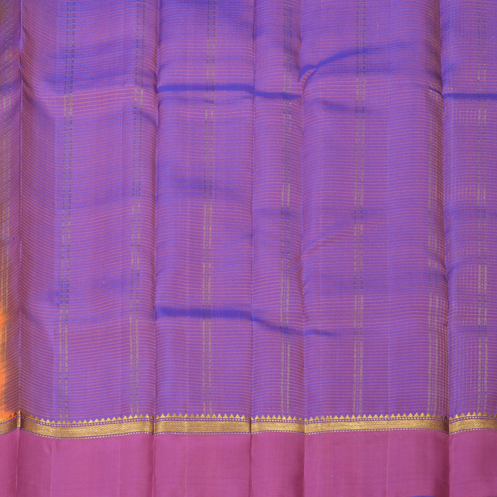 Hayagrivas Handloom Orange Kanjivaram Silk Saree with Purple Border KBE1281I1-10