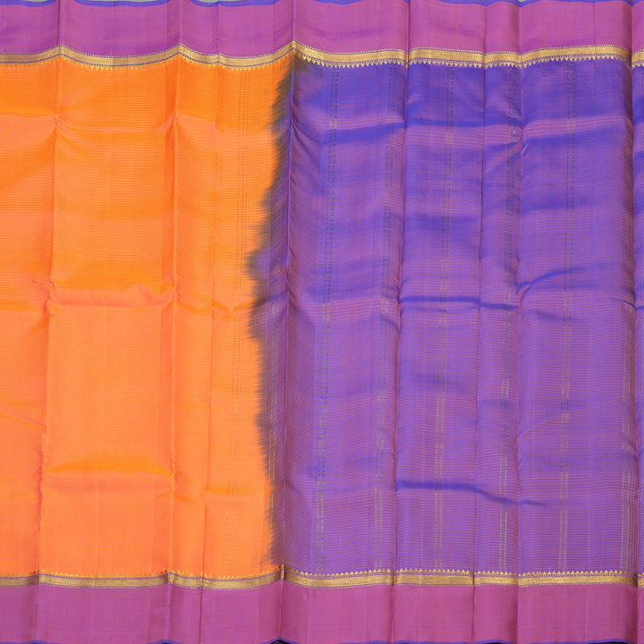 Hayagrivas Handloom Orange Kanjivaram Silk Saree with Purple Border KBE1281I1-10