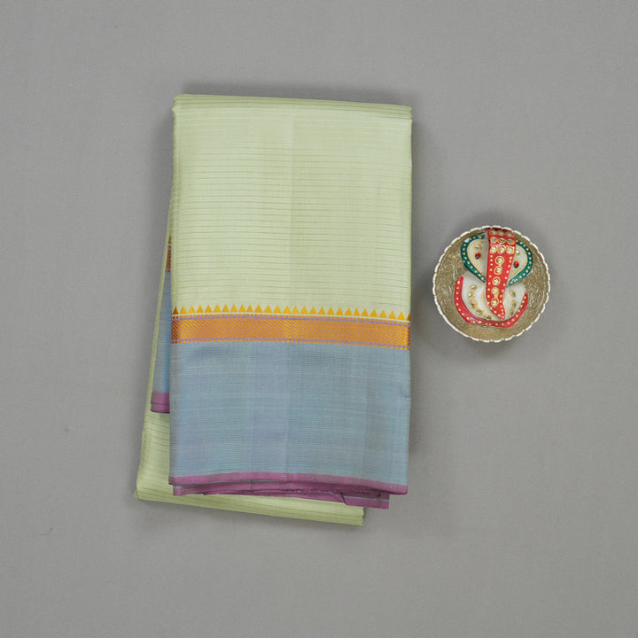 Hayagrivas Handloom Pastel Green Kanjivaram Silk Saree with Sky Blue Border KBE1281I1-7