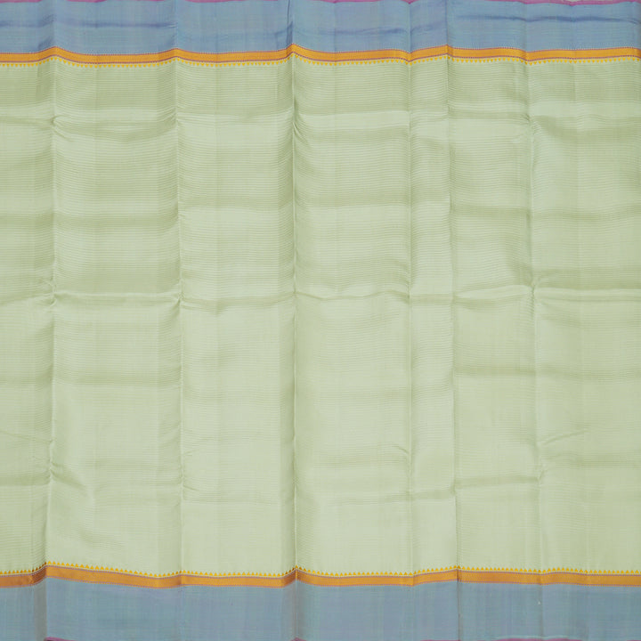 Hayagrivas Handloom Pastel Green Kanjivaram Silk Saree with Sky Blue Border KBE1281I1-7