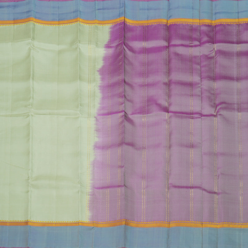 Hayagrivas Handloom Pastel Green Kanjivaram Silk Saree with Sky Blue Border KBE1281I1-7