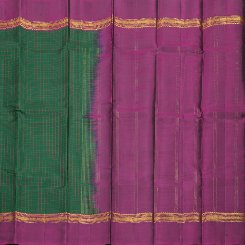 Hayagrivas Handloom Bottle Green Kanjivaram Silk Saree with Wine Purple Border KBE1281I10-2