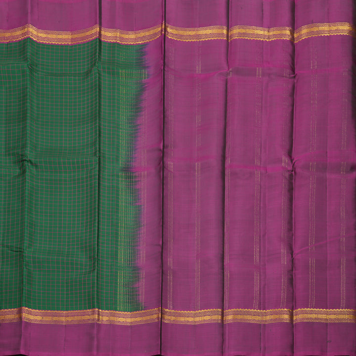 Hayagrivas Handloom Bottle Green Kanjivaram Silk Saree with Wine Purple Border KBE1281I10-2