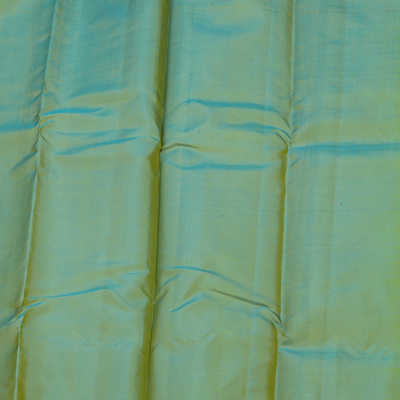 Hayagrivas Handloom Lemon Yellow Kanjivaram Silk Saree with Yellowish-Blue Border KBE1281I12-1